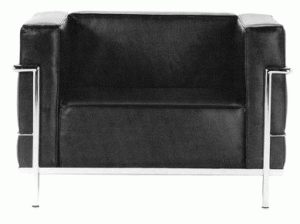 Le Corbusier single wide seat sofa in black leather