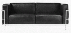 Le Corbusier double wide seat sofa in black leather