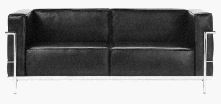 Le Corbusier double wide seat sofa in black leather