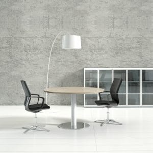 Crystal Boardroom Meeting Table - Round Shape and Oak Finish