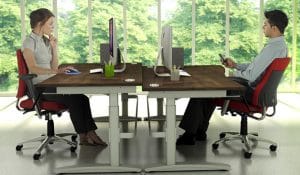 BMA task chair with sit-stand desk setup