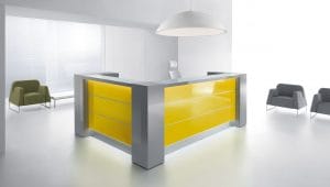 Valde small reception counter yellow and gray