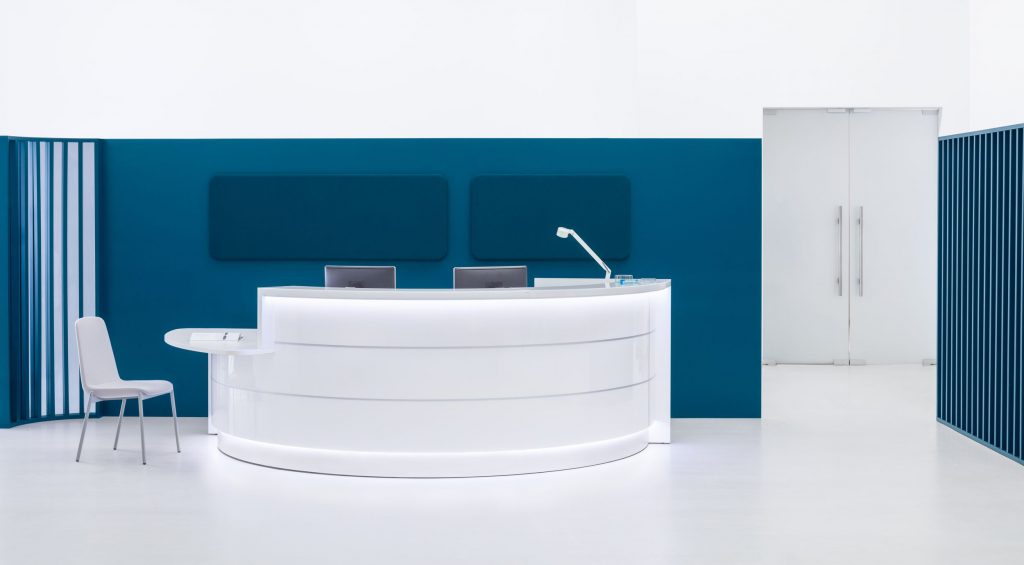 Valde reception counter with disabled optional desk.