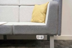 Phase socket unit integrated into sofa