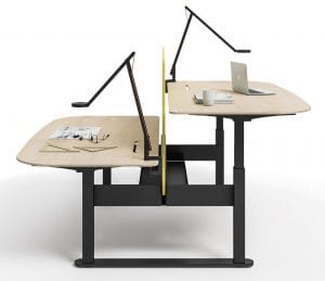 Sinetica sit-stand desk with screen and black legs
