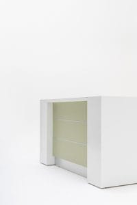 Side view of green reception