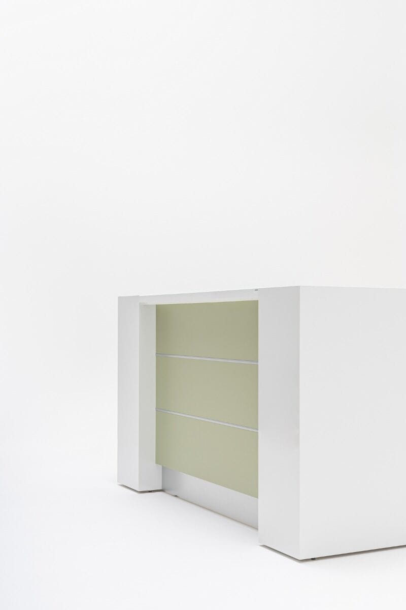 Side view of green reception