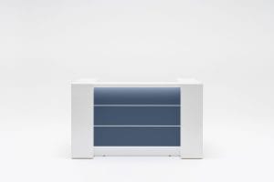 Valde compact blue square reception counter