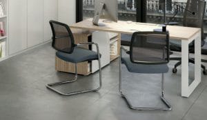 2 Ramunas cantilever balck chairs in office