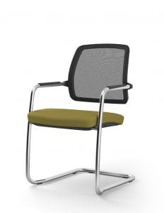 Ramunas visitor chair with green seat and black mesh backrest