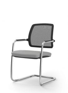 Ramunas cantilever chair with mesh back and chrome frame