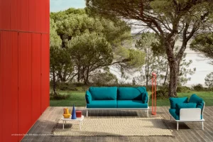 blue reva sofa in art-studio