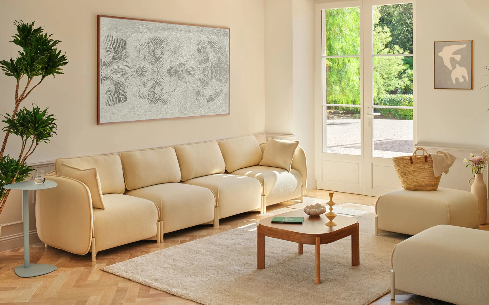 modular sofa white in the room
