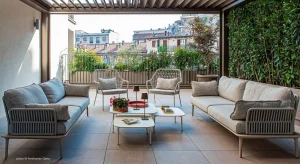 gray reva twist sofas on home terrace