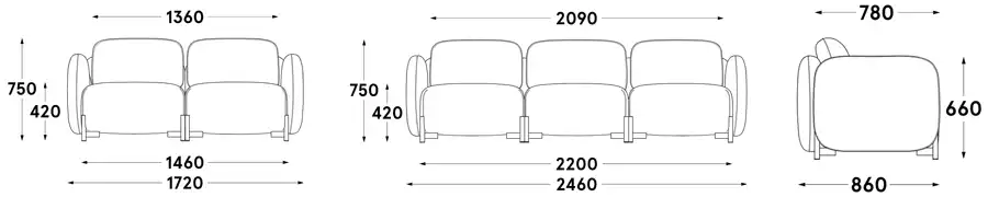 linka sofa dimensions