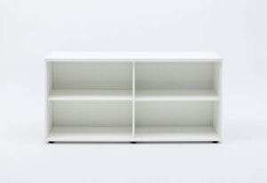 low basic bookcase white with 2 shelves