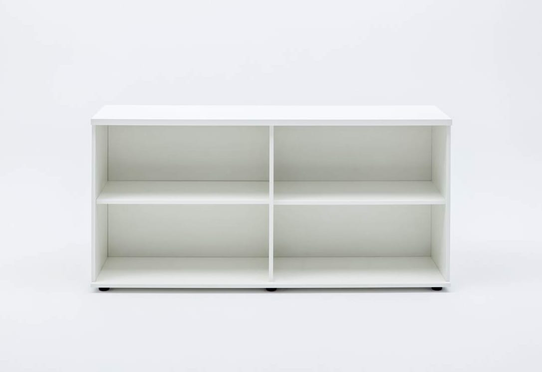 low basic bookcase white with 2 shelves