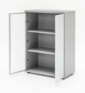 standard bookcase with opened doors