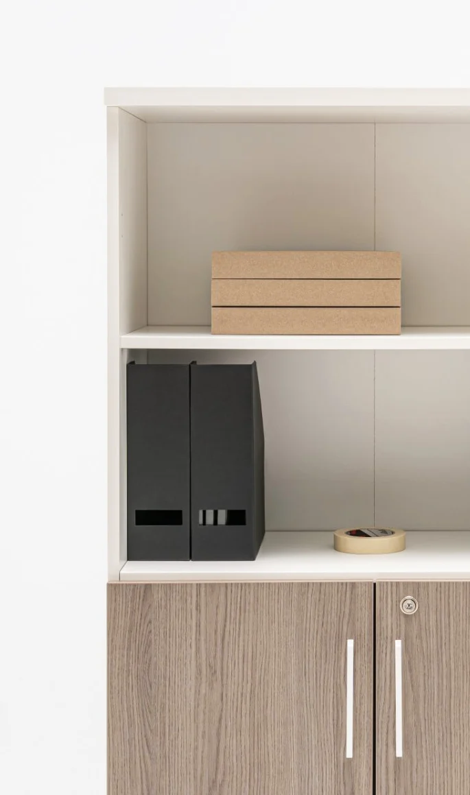 half bookcase close up view