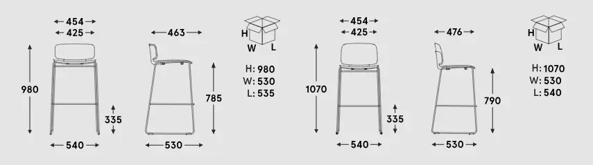 lena bar chair dimensions