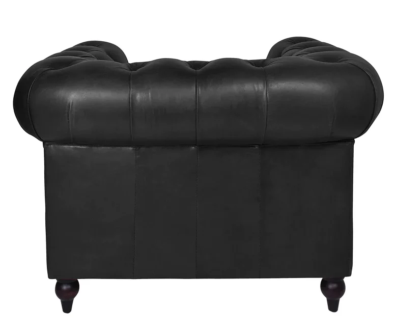 chesterfield armchair black back view