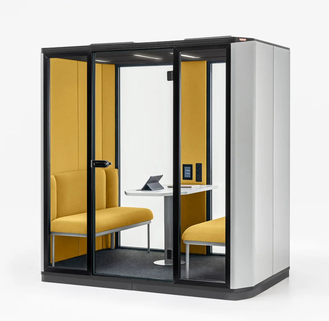 coda booth white with yellow interior