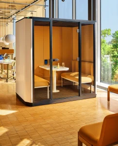 coda 4 person booth with furniture