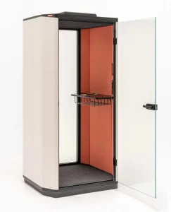 1 person coda booth with door opened