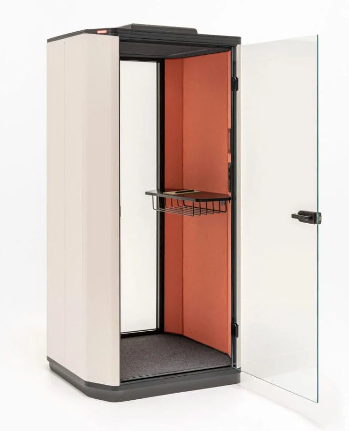 1 person coda booth with door opened
