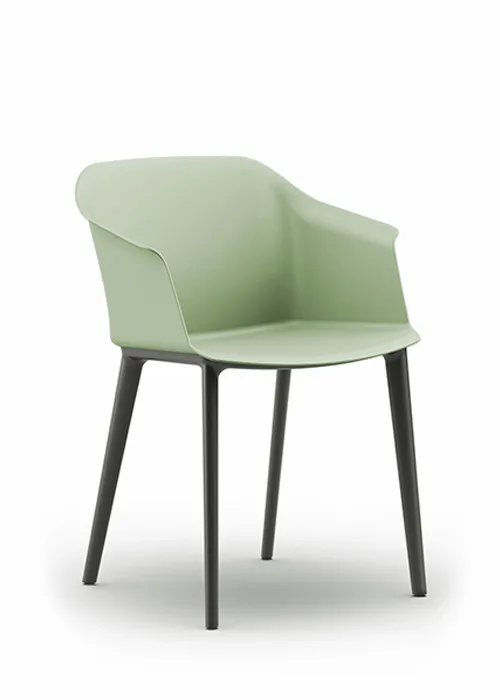Aran tube green chair with black legs